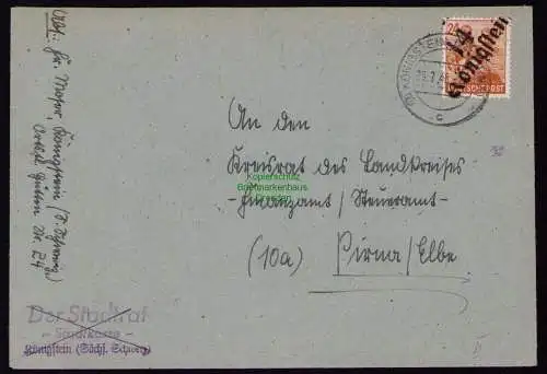 H7046 SBZ Handstempel Bezirk  14 Brief Königstein gepr. BPP