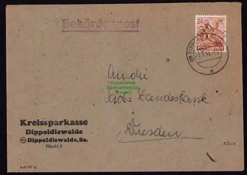 H7018 SBZ Handstempel Bezirk  14 Brief Dippoldiswalde gepr. BPP