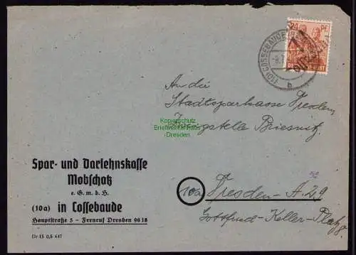 H7011 SBZ Handstempel Bezirk  14 Brief Cossbaude gepr. BPP