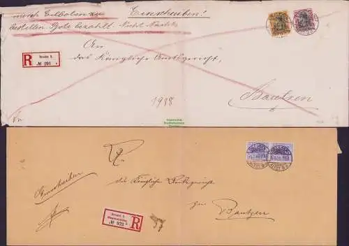 B-17911 4x Brief Aktenumschlag Dresden Frankenberg Berlin Einschreiben 1906 an