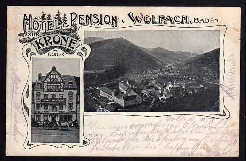 79709 AK Wolfach Baden Hotel Pension zur Krone P. Sterk 1909