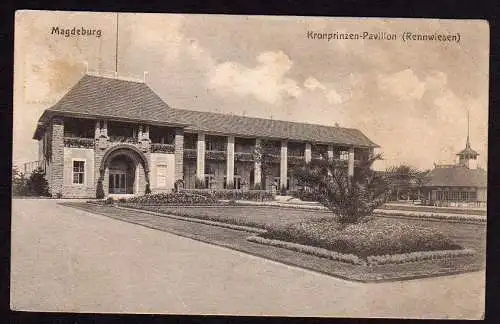 36340 AK Magdeburg Kronprinzen Pavillon Rennwiesen 1917