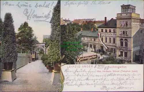 158879 AK Leipzig 1908 Kuchengarten Gesellschafts Haus Restaurant