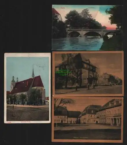 140493 4 AK Pegau 1914 Laurentius Kirche Elsterbrücke Postamt Kirchplatz