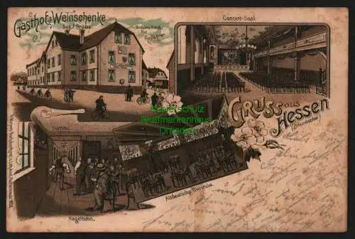 140415 AK Hessen Braunscheig Litho 1900 Gasthof Weinschenke Hotel für Radfahrer