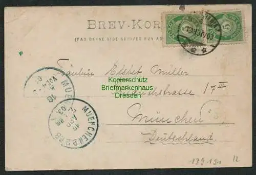 139191 AK Christiania Oslo Norwegen Oscarshal 1903 nach München