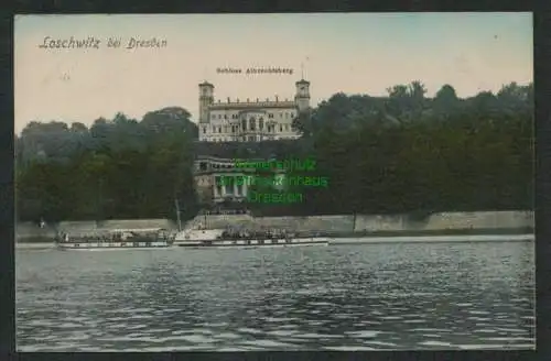 137503 AK Dresden Loschwitz Schloss Albrechtsberg Dampfer Fürst Bismark 1910