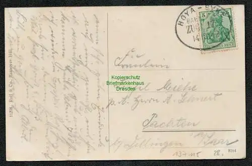 137115 AK Neubruchhausen Bassum Oberförsterei Forsthaus Mühle 1912 Bahnpost