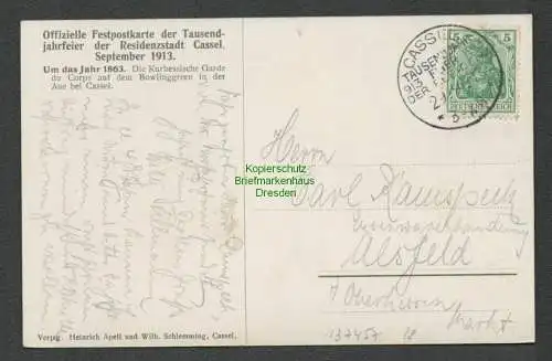 137457 AK Tausend- Jahrfeier Residenzstadt Cassel 1913 Offizielle Festpostkarte