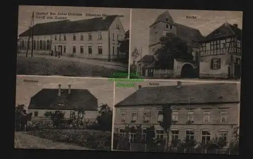 136243 AK Gatzen Groitzsch 1923 Gasthof Graichen Kirche Pfarrhaus Schule