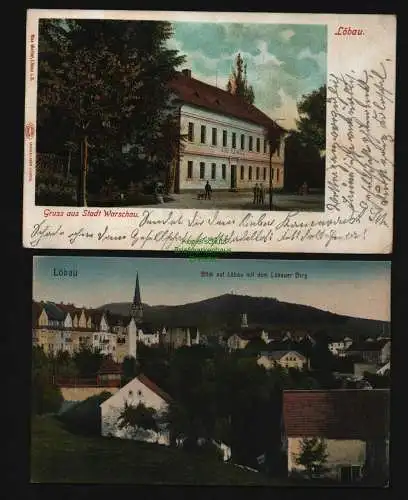 132679 2 AK Löbau Gasthof Stadt Warschau 1901 Panorama Löbauer Berg um 1920