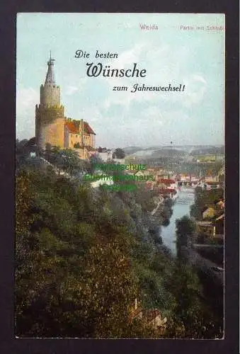 131498 AK Weida Partie mit Schloß 1916 Die besten Wünsche zum Jahreswechsel