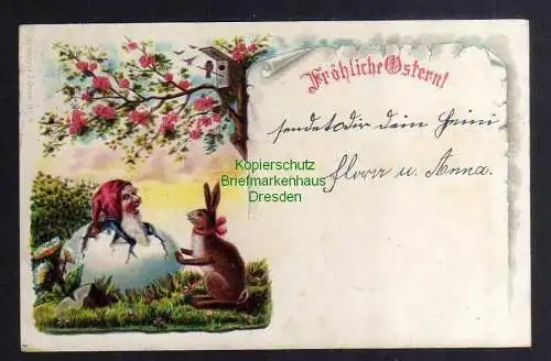 131354 AK Fröhliche Ostern 1902 Osterhase Zwerg im Osterei Hamburg