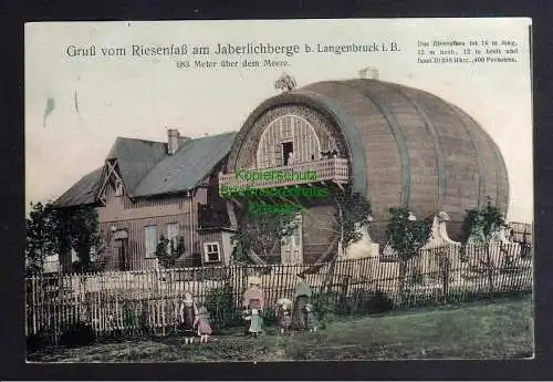 129806 AK Langebruck Bayern Riesenfaß am Jaberlichberge um 1920