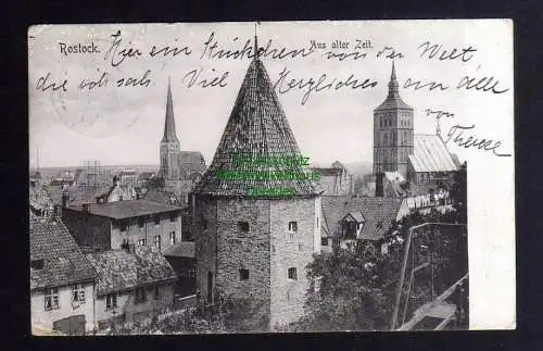 129789 AK Rostock 1906 Aus alter Zeit Kirche Stadtmauer