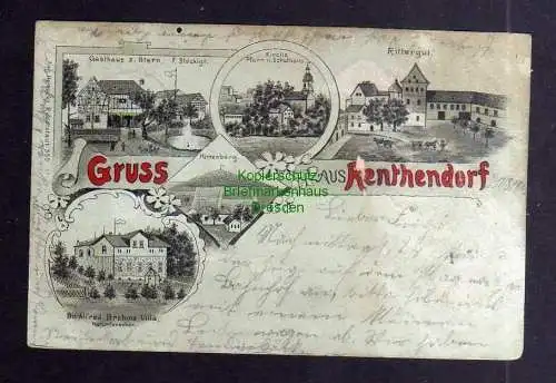 127453 AK Renthendorf 1899 Villa Dr. Alfred Brehm Gasthaus z. Stern Kirche