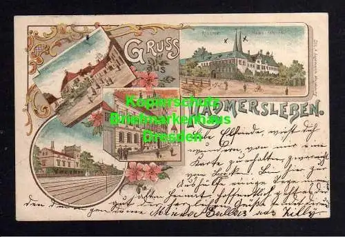 116399 AK Hadmersleben Litho 1898 Bahnhof Amt Malzfabrik Kloster