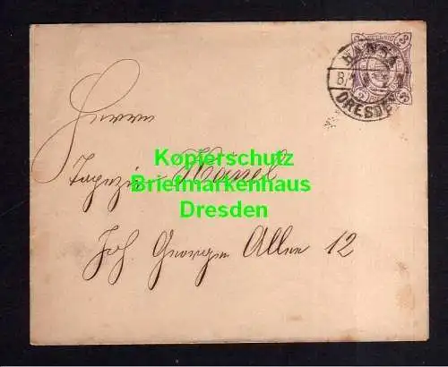 116110 Privatpost Hansa Dresden 1893 Ganzsache an Ingenieur Hänel