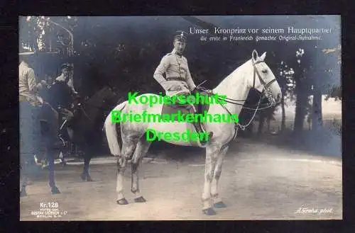 114995 AK Fotokarte Unser Kronprinz vor seinem Hauptquartier Kr. 128 Verlag Gust