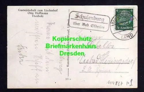 114837 AK Treuholz Gastwirtschaft zum Lindenhof 1934 Landpoststempel Schulenburg