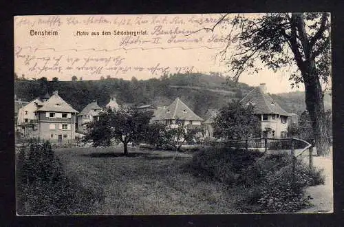 112426 AK Bensheim Wohnhäuser im Schönbergertal 1916 Feldpost