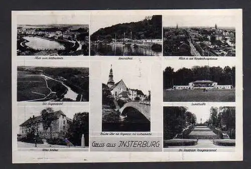 112761 Ansichtskarte Insterburg Strandbad Kriegerdenkmal Schloss Sporthalle Lutherkirche ..