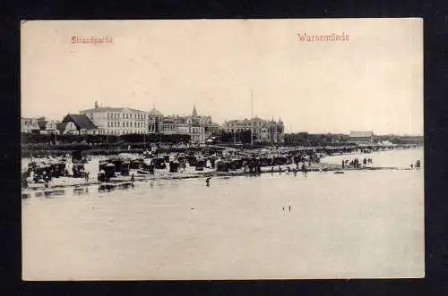 112344 AK Warnemünde Strandpartie um 1910 Strandkörbe viele Menschen