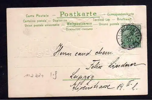  AK Prosit Neujahr Zwerg Sekt Sektflasche Kleeblatt Hufeisen 1901