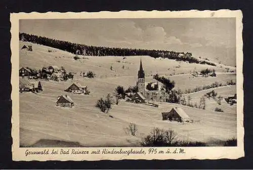 112369 Ansichtskarte Grunwald be Bad Reinerz mit Hindenburgbaude Riesengebirge 1942 Winter