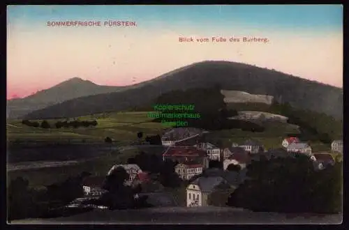 162299 AK Perstejn Pürstein 1914 Blick vom Fuße des Burberg gelaufen 1917 