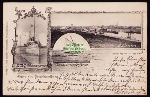 162293 AK Brunsbüttelkoog 1903 Schleusen Kaiser Regatta auf der Elbe SMS Hohe