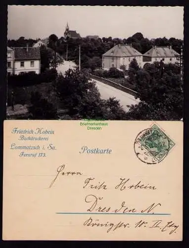 162300 Ansichtskarte Lommatzsch 1916 1955 Buchdruckerei Hobein panorama Fotokarte 