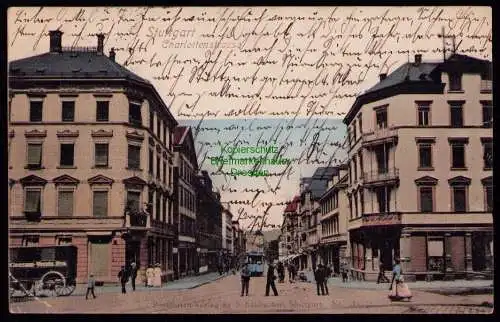 162281 Ansichtskarte Stuttgart 1905 Charlottenstraße 