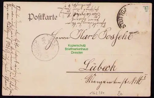 162281 Ansichtskarte Stuttgart 1905 Charlottenstraße 