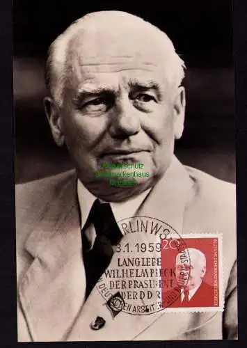 B19093 DDR Maximumkarte 673 1959 83. Geburtstag von Präsident Wilhelm Pieck FDC