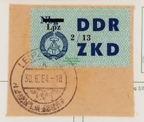 B19128  DDR ZKD Laufkontrollzettel C 54 Lpz 2/13 Leipzig