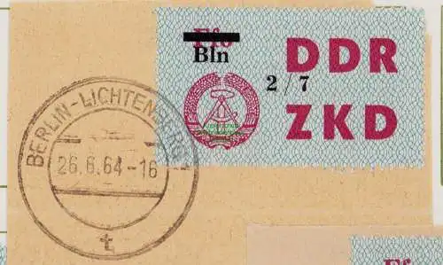 B19111  DDR ZKD Laufkontrollzettel C 46 Bln 2/7 Berlin Lichtenberg