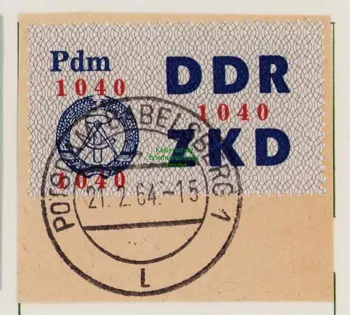 B19103  DDR ZKD Laufkontrollzettel C 27 Pdm 1040 Potsdam Babelsberg