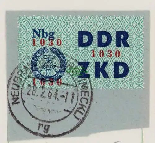 B19102  DDR ZKD Laufkontrollzettel C 26 Nbg 1030 Neubrandenburg