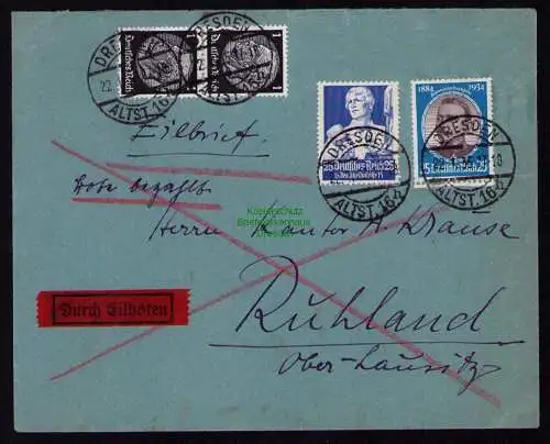 B19020 Eilbrief DR Deutsches Reich 542 563 1935 Dresden nach Ruhland Nothilfe