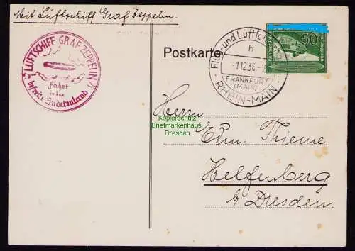 B19018 Postkarte Deutsches Reich 1936 Luftschiff Graf Zeppelin Sudetenlandfahrt