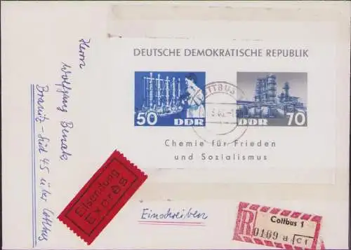 B-16604 Brief DDR Block 18 Dederonblock mit Tesa Streifen auf Brief befestigt d