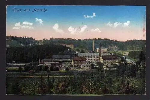 91924 Ansichtskarte Restaurant Amerika Penig 1911 Blick auf Fabrik