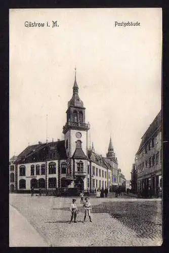 82729 Ansichtskarte Güstrow Postgebäude Kaiserliche Reichspost 1909