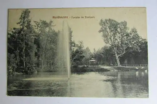 67543 Ansichtskarte Nordhausen 1919 Fontaine im Stadtpark