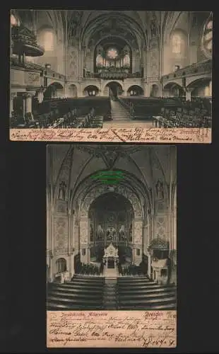 146857 2 Ansichtskarte Dresden Jacobikirche Altarseite 1902 Orgelseite je als Eilboten fran