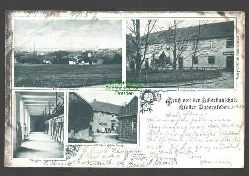 137094 AK Ackerbauschule Kloster Badersleben 1904 Gasthaus Schützenkrug