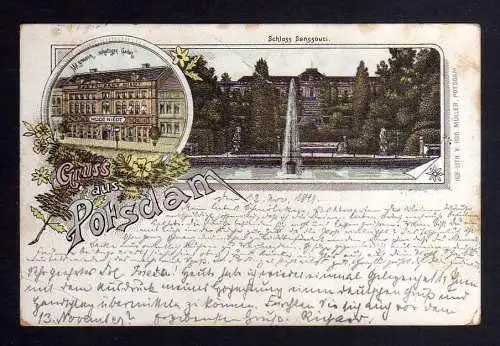 125512 AK Potsdam 1899 Litho Restauran Hugo Niedt