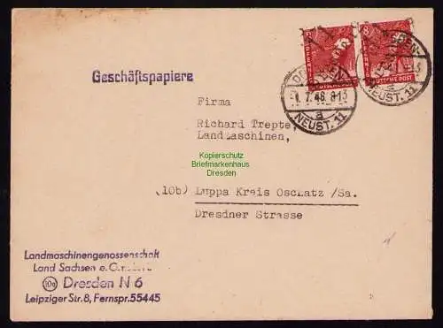 h7205 SBZ Handstempel Bezirk  14 Brief Geschäftspapiere Dresden 23 gepr. BPP