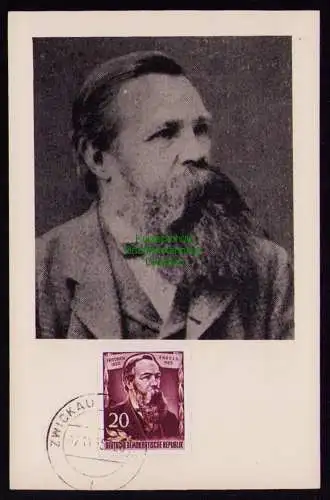 B19028 DDR Maximumkarte 488 1955 Zwickau Friedrich Engels FDC Ersttag